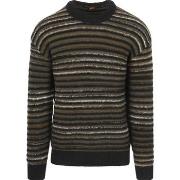 Sweat-shirt BOSS Pull Aturn Mix Laine Rayures Noir