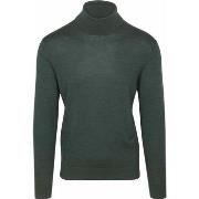 Sweat-shirt Suitable Pull Col Roulé Merino Mélanger Vert Foncé