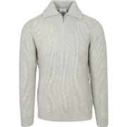 Sweat-shirt Profuomo Pullover Half Zip Laine Merino Gris Mélanger