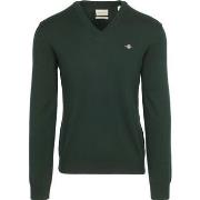 Sweat-shirt Gant Pull Col-V Vert Foncé