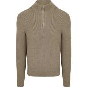 Sweat-shirt Suitable Pull Demi-Zip Mix Laine Taupe