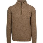 Sweat-shirt Suitable Pull Half Zip Tweed Mix Laine Beige