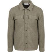 Sweat-shirt Suitable Surchemise Mix Laine Vert Olive