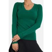 Pull Kebello Pull col V en maille Vert F