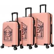 Valise Deeluxe Set de 3 valises 4 roues ABS - TROPICAL DREAM -