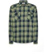 Veste Sun68 Camicia Quadri Uomo Verde Blu S44112