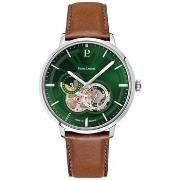 Montre Pierre Lannier TRIO Argenté Cadran Vert Bracelet Cuir Brun 20 M...