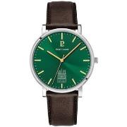 Montre Pierre Lannier COEUR BATTANT Argenté Cadran Vert Bracelet Cuir ...