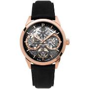 Montre Pierre Lannier MONARCK Doré-rose Cadran Noir Bracelet Cuir Noir...