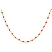 Collier Orusbijoux Collier Argent Doré Et Pierres Naturelles Rouge