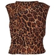 Blouses Liu Jo Top cropped animalier en tulle