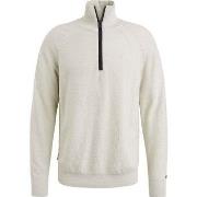 Sweat-shirt Cast Iron Pull Knitted Half Zip Ecru