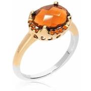 Bijoux Orusbijoux Bague Argent Dorée Solitaire Serti Pierre Orange