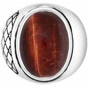 Bijoux Orusbijoux Bague Homme œil De Tigre Rouge Asymétrique Argent