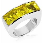 Bijoux Orusbijoux Bague Seth Argent Doré Quartz Carré Jaune