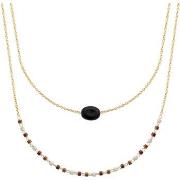 Collier Brillaxis Collier double rang plaqué or obsidienne