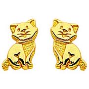 Boucles oreilles Brillaxis Boucles d'oreilles petit chat or 750/1000