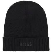 Bonnet BOSS BONNET NOIR À LOGO EN COTON ET LAINE VIERGE ASIC_BEANIE