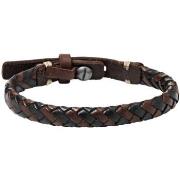 Bracelets Fossil Bracelet homme cuir tressé marron et noir