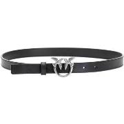 Ceinture Pinko Ceinture femme en cuir noir et logo argenté