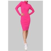 Robe Kebello Robe Col Roulé Fushia F