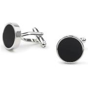 Boutons de manchettes Suitable Boutons de Manchette Rond Argent Noir