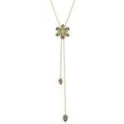 Collier Swarovski Sautoir en Y Idyllia doré Fleur verte