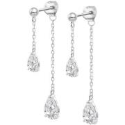 Boucles oreilles Lotus Boucles d'oreilles Silver double goutte et chaî...