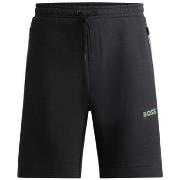 Short BOSS SHORT HEADLO 1 NOIR EN COTON MÉLANGÉ AVEC LOGO EN RELIE