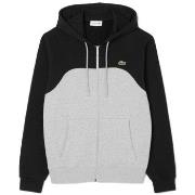 Sweat-shirt Lacoste SWEATSHIRT À CAPUCHE ZIPPÉ COLOR-BLOCK NOIR ET GRI...