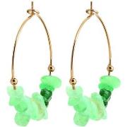 Boucles oreilles Brillaxis Créoles plaqué or quartzite vert