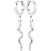 Boucles oreilles Brillaxis Créoles argent rhodié serpent