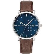 Montre Pierre Lannier DATA Cadran Bleu Bracelet Cuir Brun