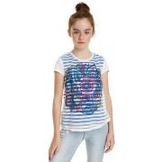 Chemise enfant Desigual T Shirt fille Nuevayork blanc 19SGTK35