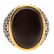 Bijoux Orusbijoux Bague Homme Argent Dore Onyx œil Noir