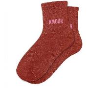 Chaussettes Sud Trading Paire de chaussettes paillettes amour - rouge