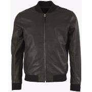 Blouson La Canadienne Blouson teddy cuir noir-046952