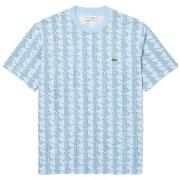 T-shirt Lacoste T-SHIRT EN COTON MONOGRAMME BLEU CIEL