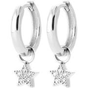 Boucles oreilles Brillaxis Créoles argent et pampille étoile