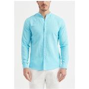 Chemise Kebello Chemise Col Mao Turquoise H