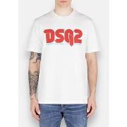 T-shirt Dsquared T-shirt logo box - Regular Fit - blanc