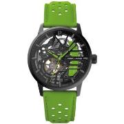 Montre Pierre Lannier PADDOCK Noir Cadran Noir Bracelet Cuir Vert 20 M...