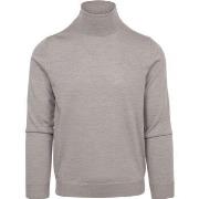 Sweat-shirt Suitable Pull Col Roulé Merino Greige