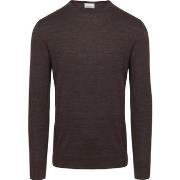 Sweat-shirt Profuomo Pull-over Laine Merinos Marron Foncé