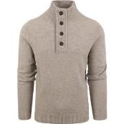 Sweat-shirt Barbour Sweater Mocker Laine Mérinos Greige