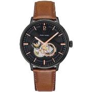 Montre Pierre Lannier TRIO Cadran Noir Bracelet Cuir Brun