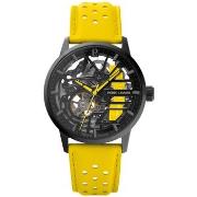 Montre Pierre Lannier PADDOCK Noir Cadran Noir Bracelet Cuir Jaune 20 ...