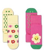 Happy Socks Sokken 2-Pack Kids Smiley Daisy Anti-Slip Socks Lichtgeel