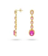 Statement Earring With Pink Stones 424129Y