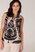 Juffrouw Jansen Tarbes mouwloze top met print black